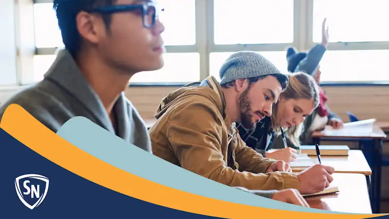students in a college classroom