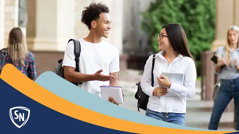 students happy, taking a campus tour