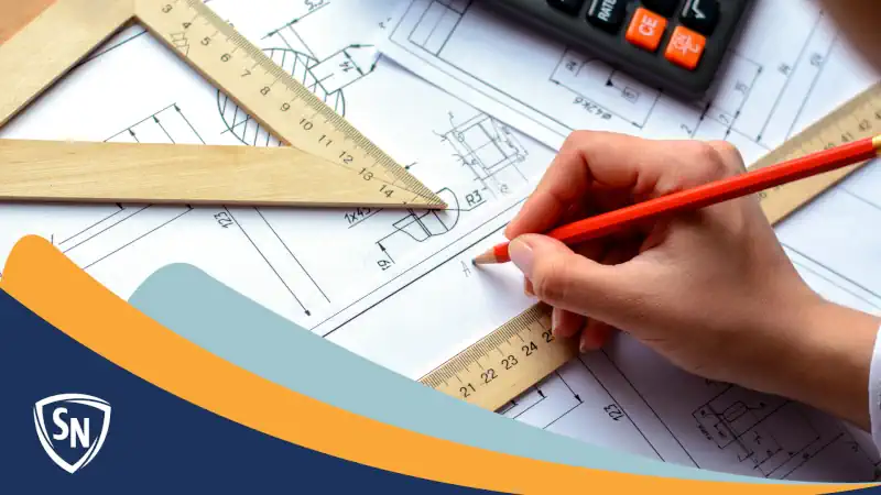 hand drawing plans with pencil, with architecture tools
